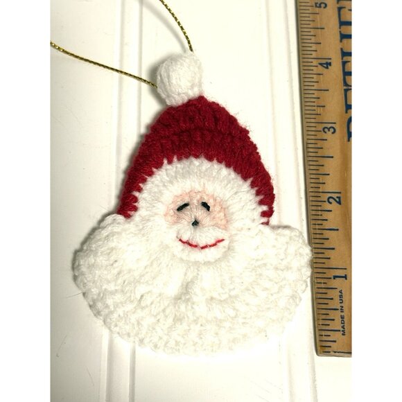Vtg Crochet Santa Decor Christmas Ornaments  Gift Tag Handmade Set of 7 - Picture 3 of 4
